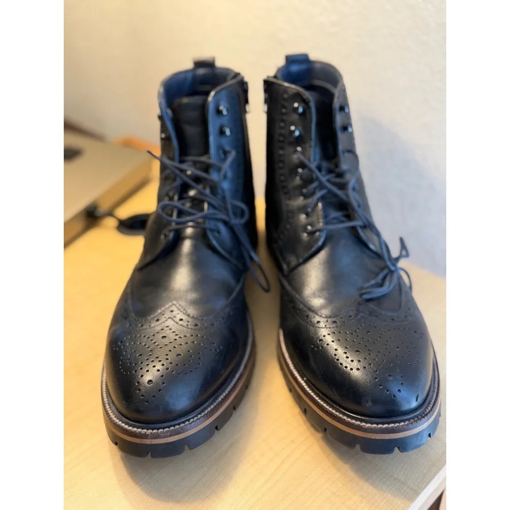 Johnston & Murphy Mens XC4 Flex Black‎ Leather Wingtip Zip Boots 11.5 20-5521